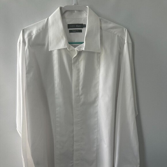 White Men's UK Marks & Spencer Dress Shirt Size 18 x 2 - Picture 2 of 14